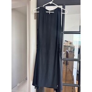Theory Black sleeveless midi dress with corset style ties on the sides